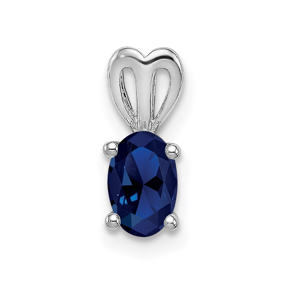 Sterling Silver Rhodium-plated Created Sapphire Pendant