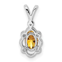 Sterling Silver Rhodium-plated Citrine & Diam. Pendant