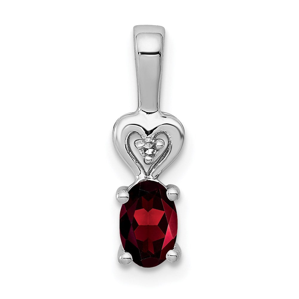 Sterling Silver Rhodium-plated Garnet & Diam. Pendant