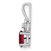 Sterling Silver Rhodium-plated Created Ruby & Diam. Pendant