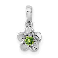 Sterling Silver Rhodium-plated Floral Peridot Pendant