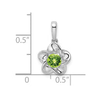 Sterling Silver Rhodium-plated Floral Peridot Pendant