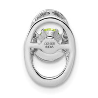 Sterling Silver Rhodium Peridot Birthstone Vibrant Chain Slide