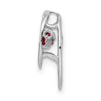 Sterling Silver Rhodium Created Ruby Birthstone Vibrant Chain Slide