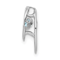 Sterling Silver Rhodium Aquamarine Birthstone Vibrant Chain Slide