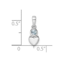 Sterling Silver Rhodium-plated Polished Aquamarine Heart Pendant