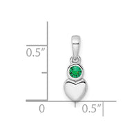 Sterling Silver Rhodium-plated Lab Created Emerald Heart Pendant