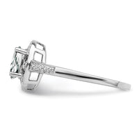 Sterling Silver Rhodium-plated Diam. & White Topaz Ring