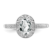 Sterling Silver Rhodium-plated Diam. & White Topaz Ring