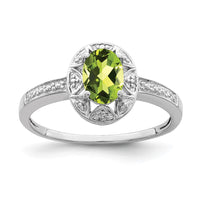 Sterling Silver Rhodium-plated Diam. & Peridot Ring