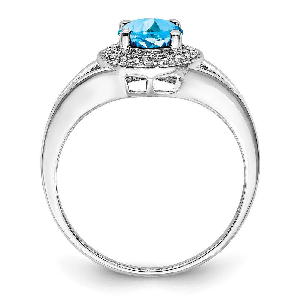Sterling Silver Rhodium-plated Diam. & Blue Topaz Ring