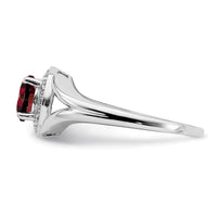 Sterling Silver Rhodium-plated Diam. & Garnet Ring