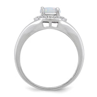 Sterling Silver Rhodium-plated Diam. & Created Opal Ring