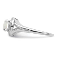 Sterling Silver Rhodium-plated Diam. & Created Opal Ring