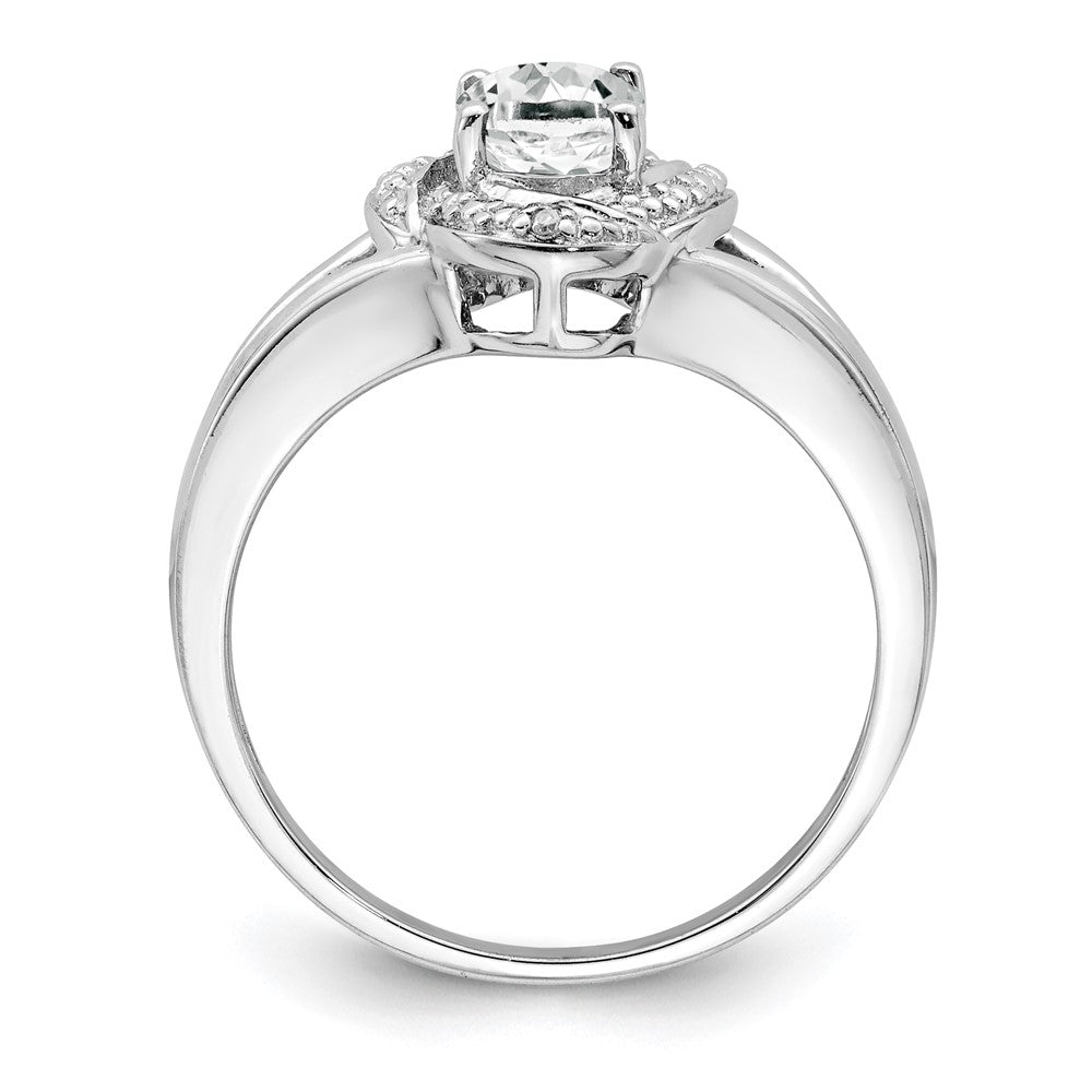 Sterling Silver Rhodium-plated Diam. & White Topaz Ring
