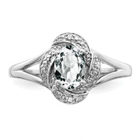 Sterling Silver Rhodium-plated Diam. & White Topaz Ring