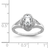 Sterling Silver Rhodium-plated Diam. & White Topaz Ring