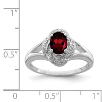 Sterling Silver Rhodium-plated Diam. & Garnet Ring