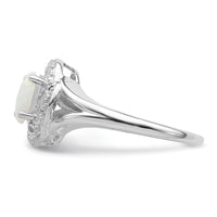 Sterling Silver Rhodium-plated Diam. & Created Opal Ring