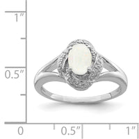 Sterling Silver Rhodium-plated Diam. & Created Opal Ring