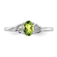 Sterling Silver Rhodium-plated Peridot Ring
