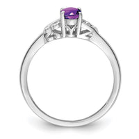 Sterling Silver Rhodium-plated Amethyst Ring