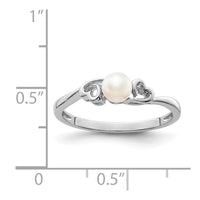 Sterling Silver Rhodium-plated FW Cultured Pearl Ring