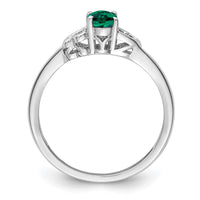 Sterling Silver Rhodium-plated Created Emerald Ring