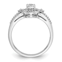 Sterling Silver Rhodium-plated White Topaz & Diam. Ring