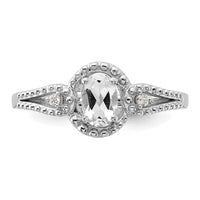 Sterling Silver Rhodium-plated White Topaz & Diam. Ring