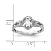 Sterling Silver Rhodium-plated White Topaz & Diam. Ring