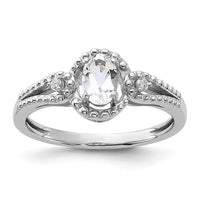 Sterling Silver Rhodium-plated White Topaz & Diam. Ring