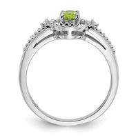 Sterling Silver Rhodium-plated Peridot & Diam. Ring