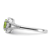 Sterling Silver Rhodium-plated Peridot & Diam. Ring