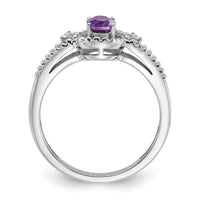 Sterling Silver Rhodium-plated Amethyst & Diam. Ring