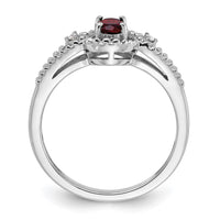 Sterling Silver Rhodium-plated Garnet & Diam. Ring