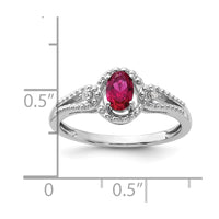 Sterling Silver Rhodium-plated Created Ruby & Diam. Ring