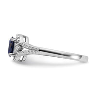 Sterling Silver Rhodium-plated Created Sapphire & Diam. Ring