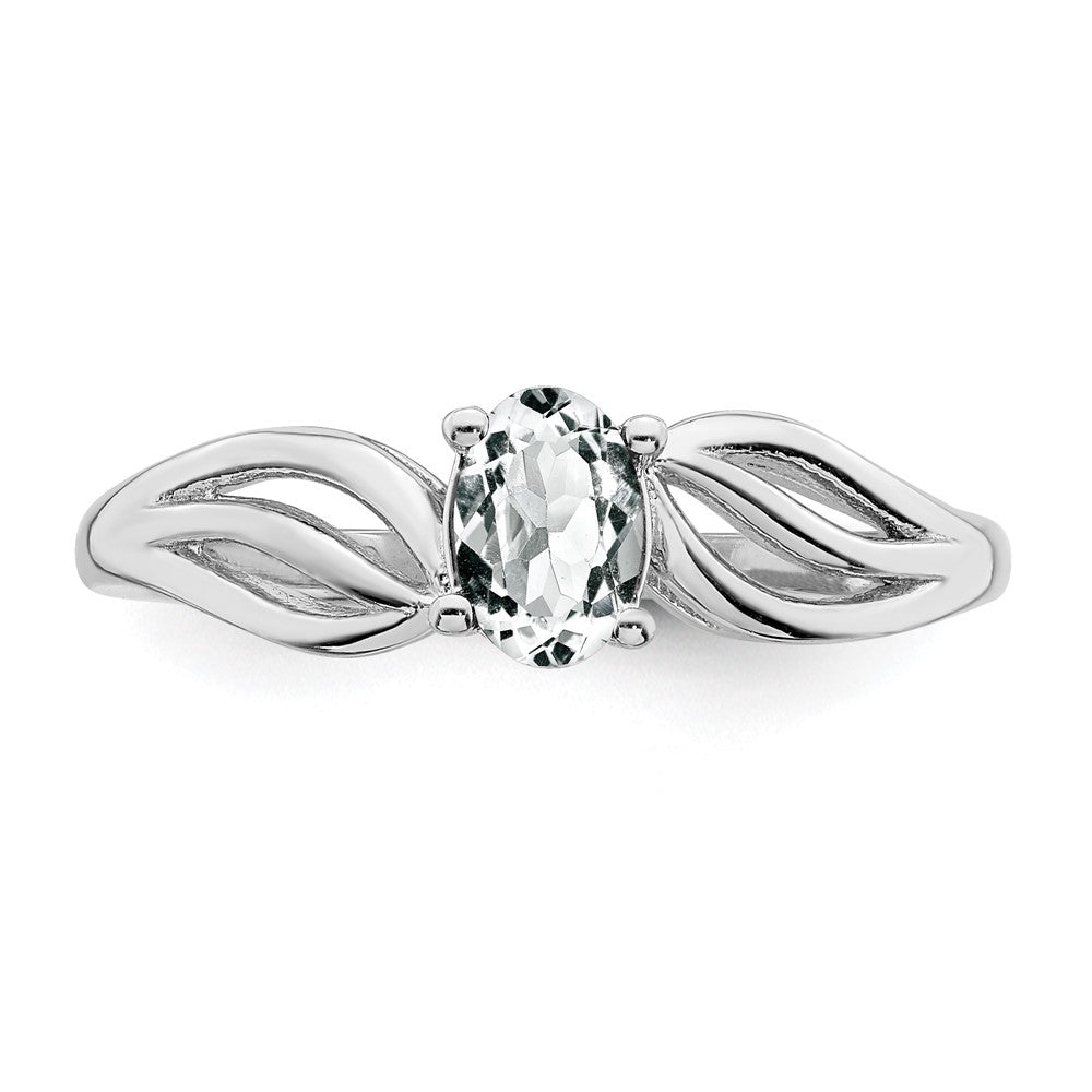 Sterling Silver Rhodium-plated White Topaz Ring