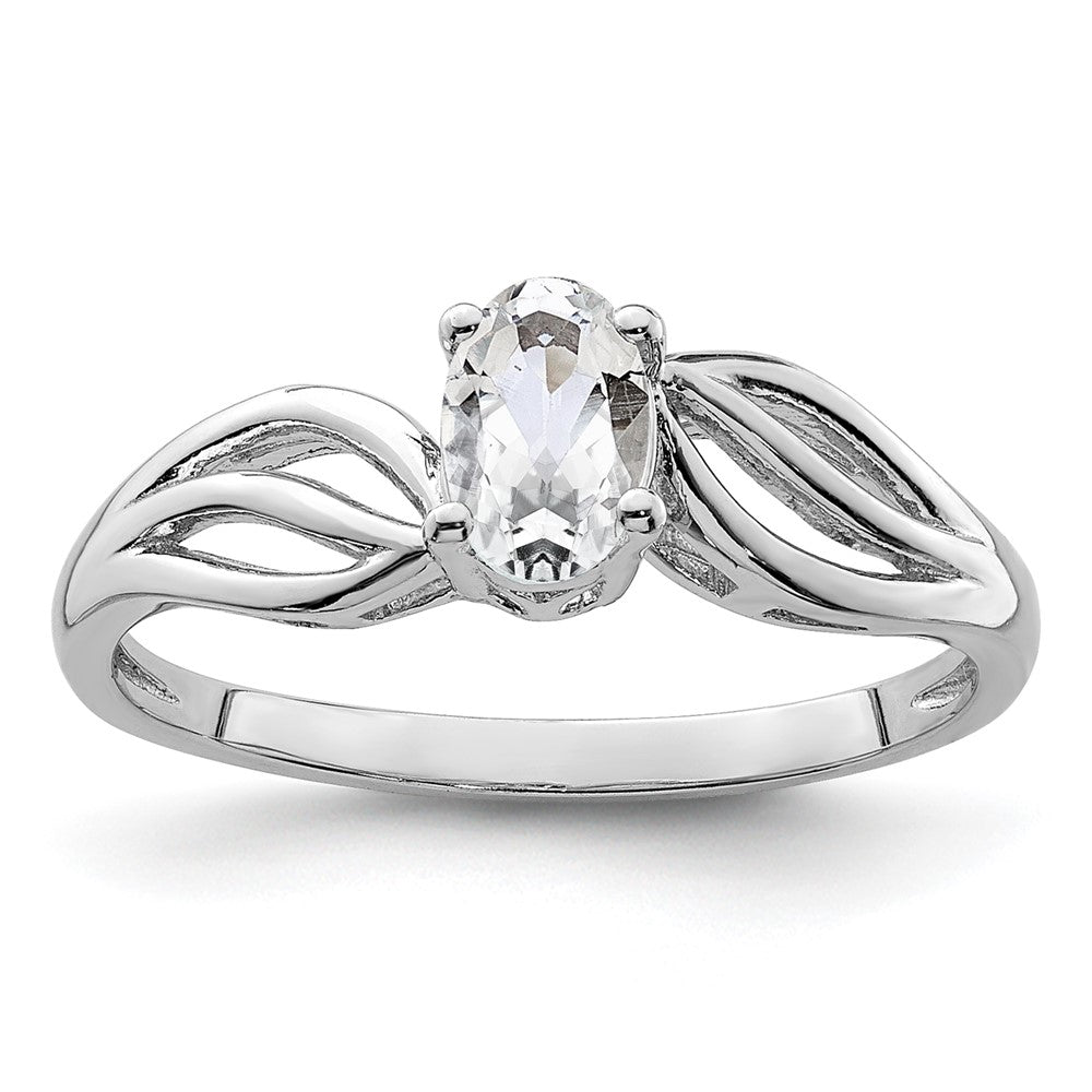 Sterling Silver Rhodium-plated White Topaz Ring