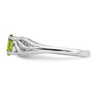 Sterling Silver Rhodium-plated Peridot Ring