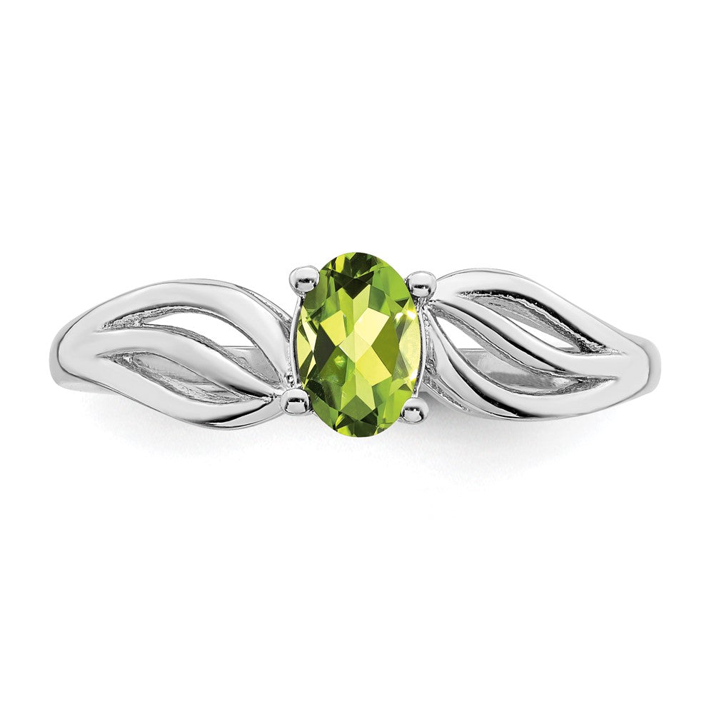 Sterling Silver Rhodium-plated Peridot Ring