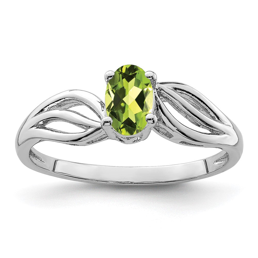 Sterling Silver Rhodium-plated Peridot Ring