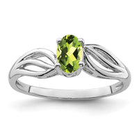 Sterling Silver Rhodium-plated Peridot Ring