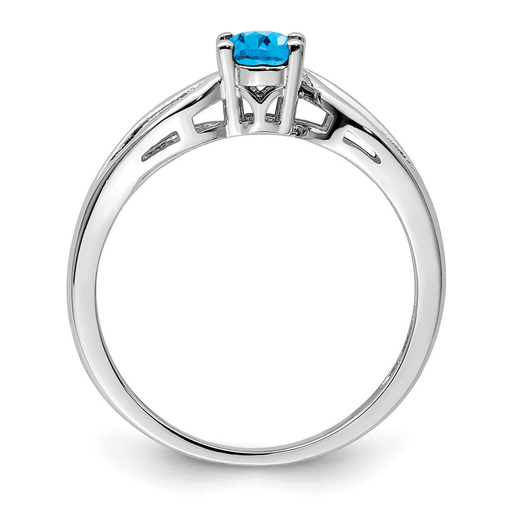 Sterling Silver Rhodium-plated Light Swiss Blue Topaz Ring