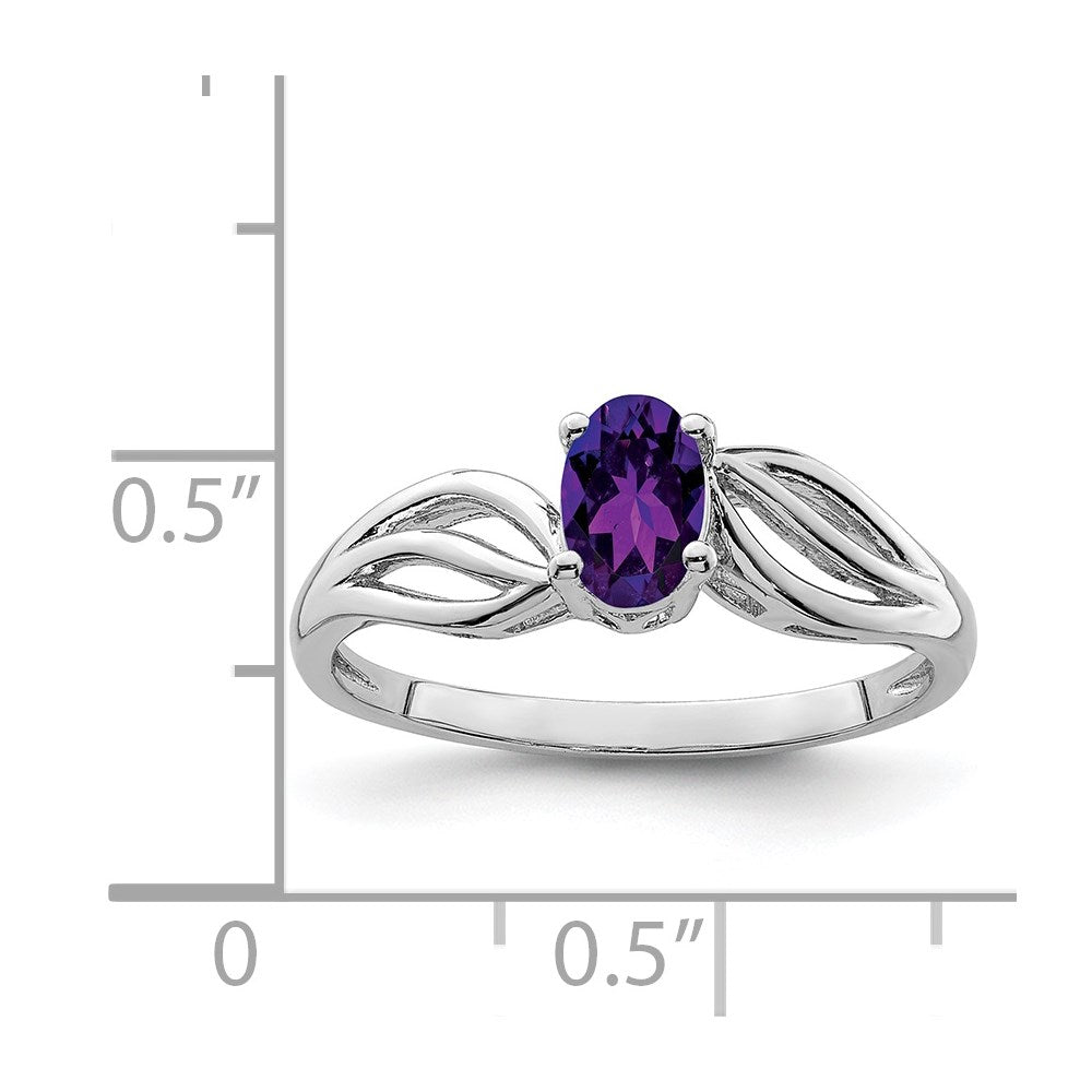 Sterling Silver Rhodium-plated Amethyst Ring