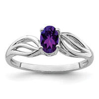 Sterling Silver Rhodium-plated Amethyst Ring