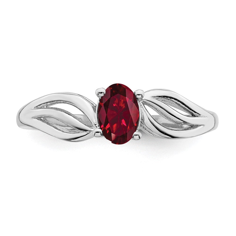 Sterling Silver Rhodium-plated Created Ruby Ring