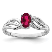 Sterling Silver Rhodium-plated Created Ruby Ring