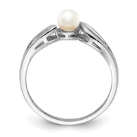 Sterling Silver Rhodium-plated FW Cultured Pearl Ring